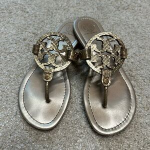 Gold snakeskin Tory Burch Millers